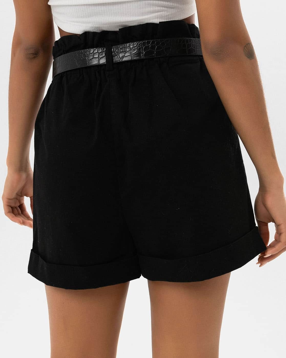 AKAD 015NYLON BELTED EASY SHORTS BLACK