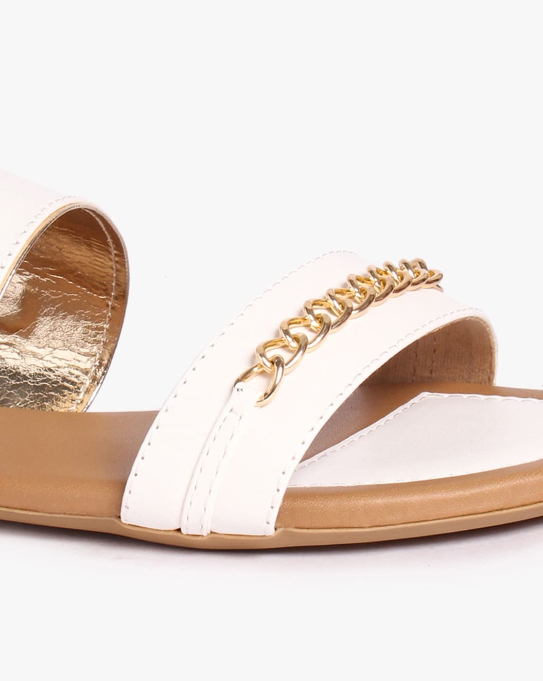 Women's Flat Sandals With Metallic Chain Decoration On Toe Post | SHEIN USA