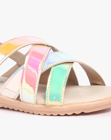 Women's Rainbow Slides - Moulded Footbeds / Round Toes-Sandals-nimoil.com  Size 5.5 - Color White_6904 | Casual slippers, Fashion slippers, Rainbow  slippers