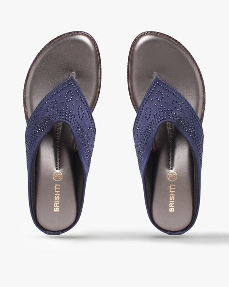 Flat sandals in blue velvet - Da Costanzo - Manecapri