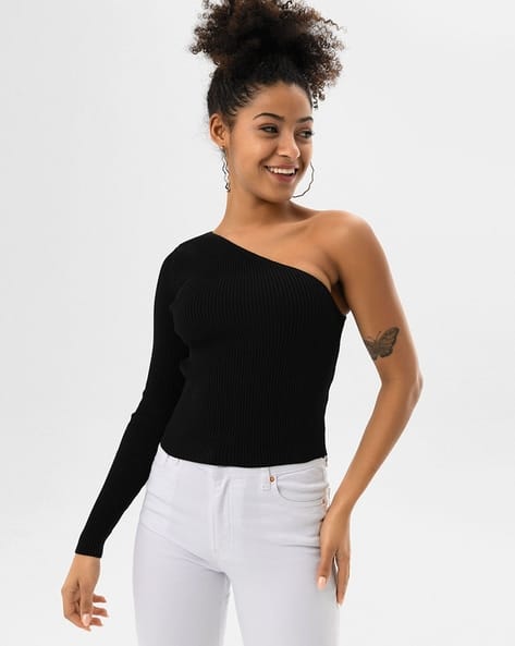 SAM Ribbed Slim Fit One-Shoulder Top