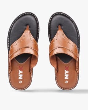 T-Strap Sandals with Brand Print