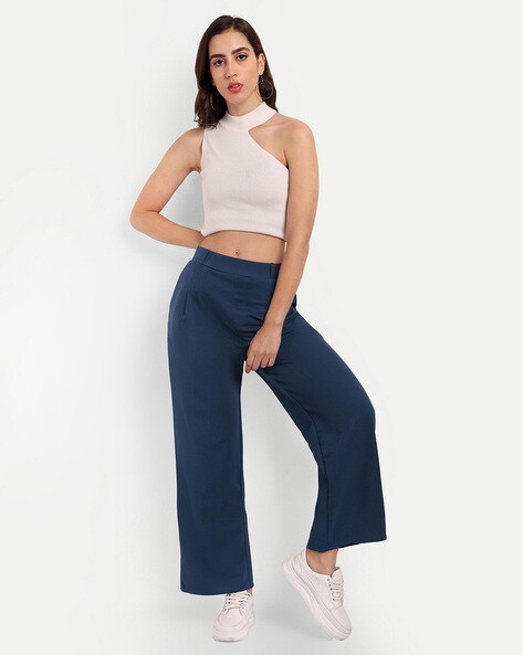 Navy Blue Wide-Leg Pants - High-Waisted Pants - Wide-Leg Trousers - Lulus