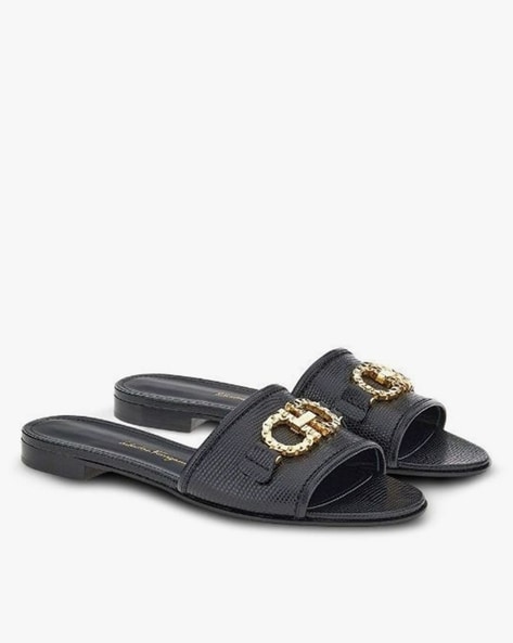 Black and best sale gold ferragamo slides