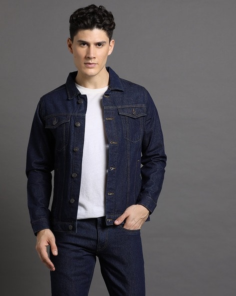 Discover more than 67 dark blue denim jacket style