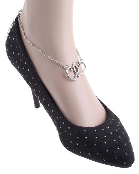 DOUBLE CHAIN HEART ANKLET - The Crowned Bird