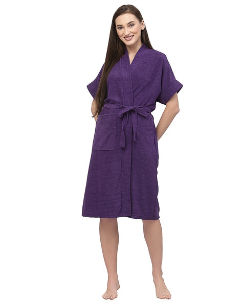 Womens Purple Waffle Fleece Dressing Gown – Afford The Style