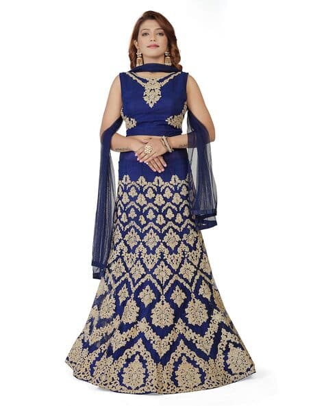 Heavy Embroidered Sem-Stitched Flared Lehenga Choli Set