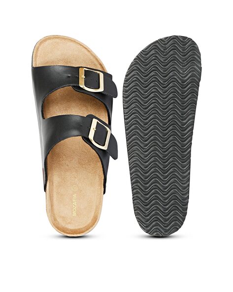 Buy Black Flat Sandals for Women by MOZAFIA Online Ajio