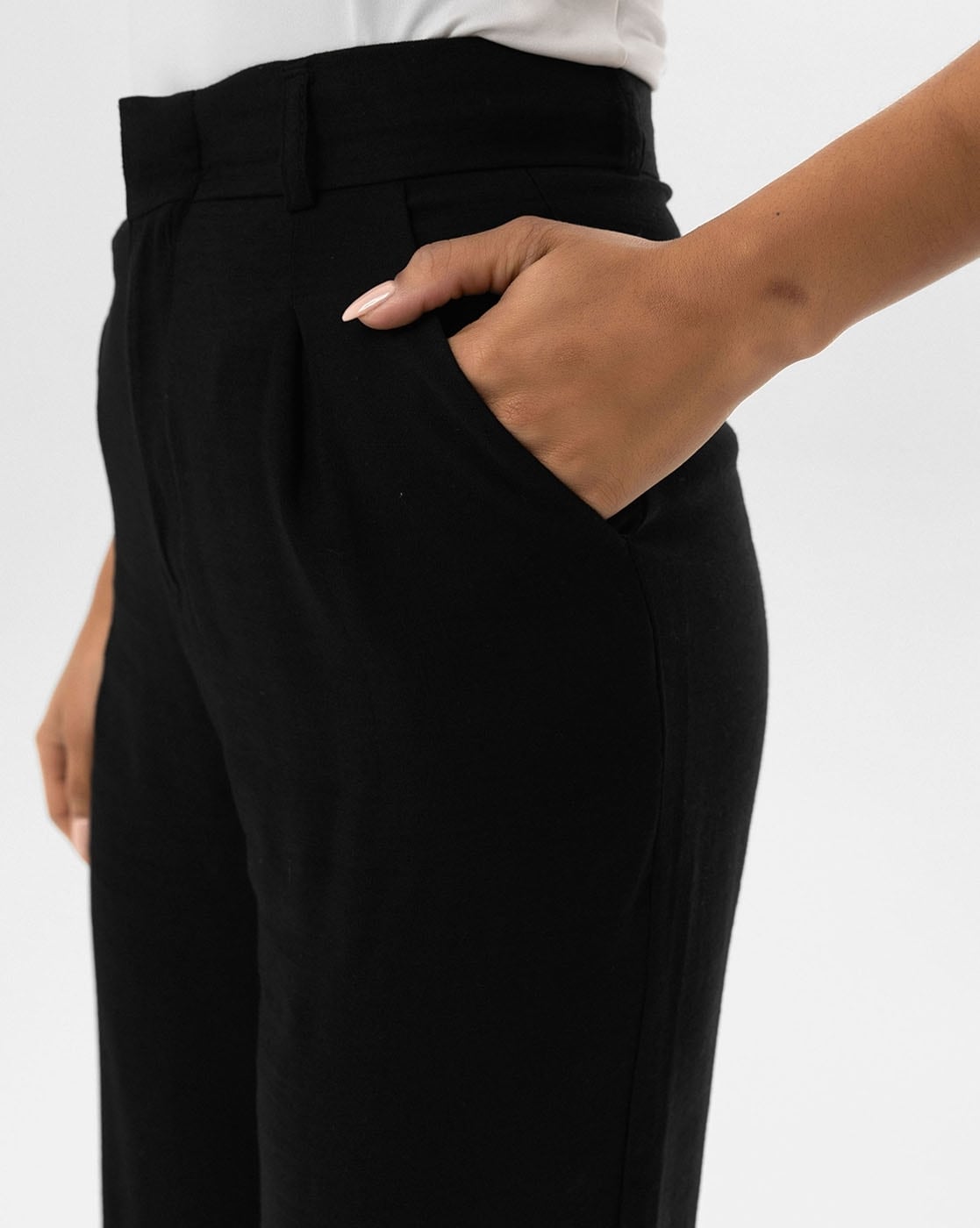 Buy Black Crepe Straight-Legged Pants Online - Label Ritu Kumar India Store  View