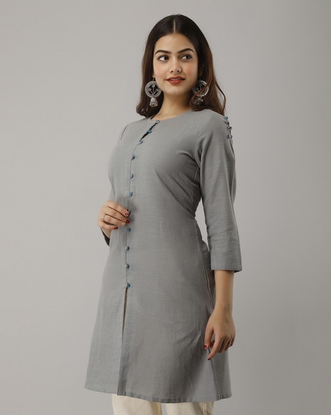 Gray Round Neck A-line Kurti at Best Price in Surat | Anant Creation