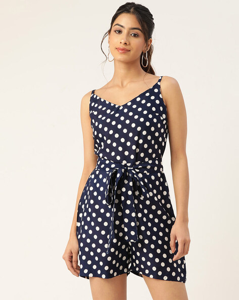 Navy polka dot store playsuit