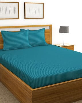 bianca 210 TC Striped Double King-Size Bedsheet with Pillow Covers-picture-21