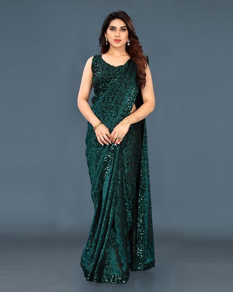 Archana Kochhar Ruffle Saree With Velvet Sleeveless Blouse | Green, Sequin,  Georgette, V Neck, Sleeve… | Saree designs party wear, Blouses for women,  Fashion attire