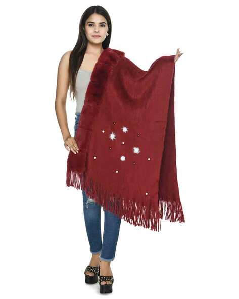 Faux Fur Stole with Fringes Price in India