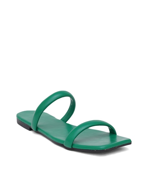 Mercedes Castillo - Camille Emerald Silk Nappa Flat Sandal