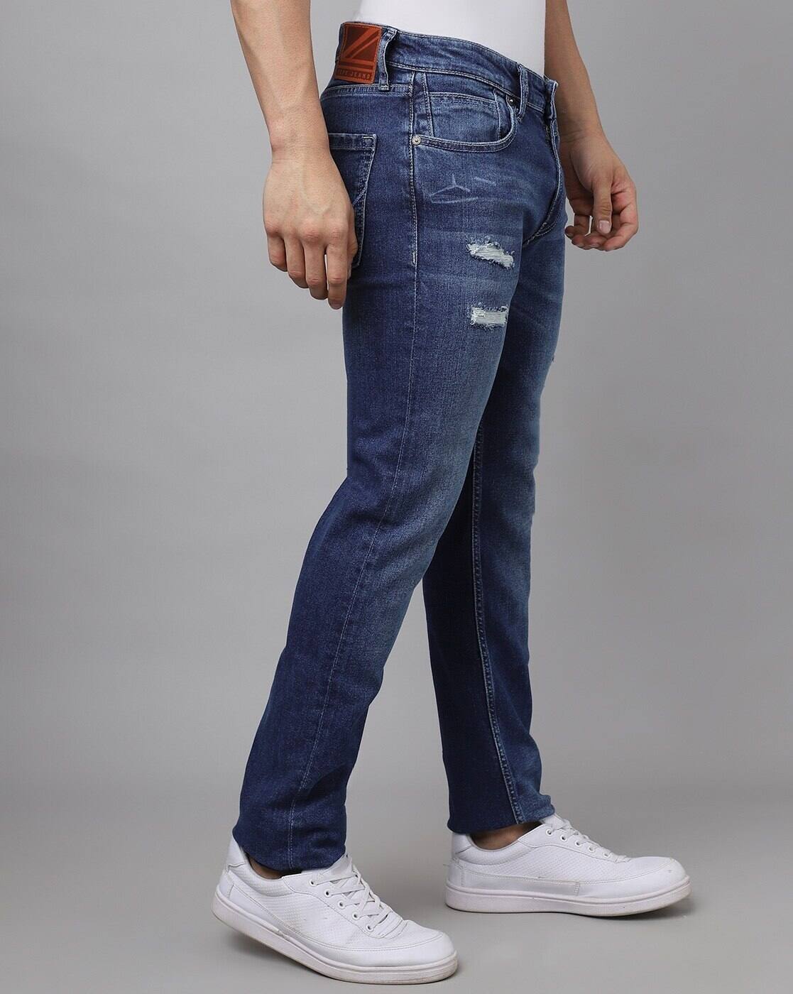 Men Mid-Wash Slim Fit Distressed Jeans