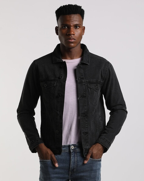 Dark grey shop denim jacket mens