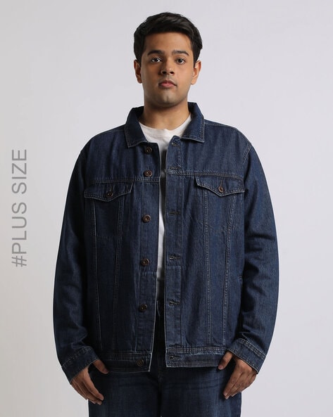 Mens plus size jean on sale jacket