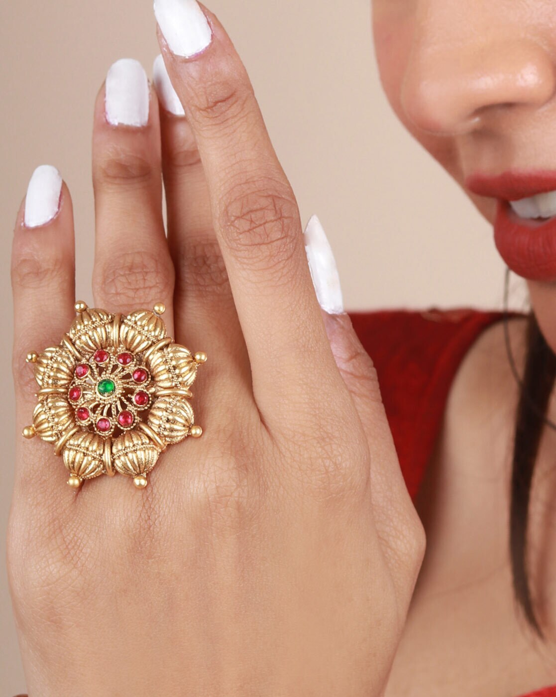 Buy Antique Classic Ring with gold plating 23568 | Kanhai Jewels