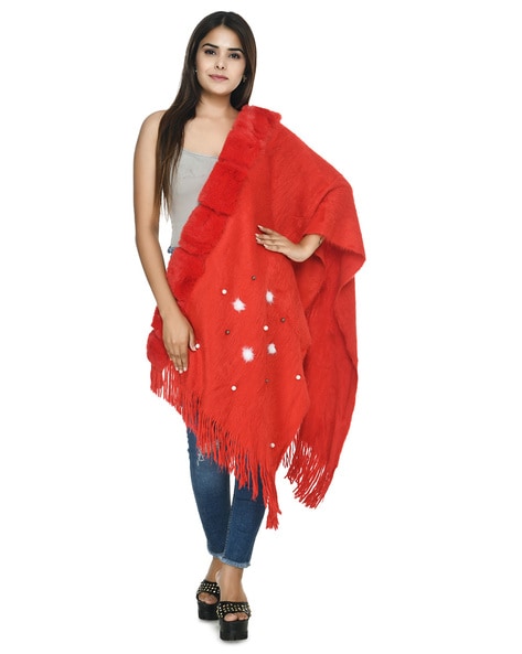 Faux Fur Stole with Fringes Price in India