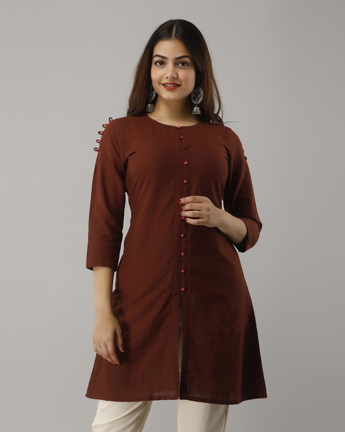 Women Wear Designer Dark Brown Fully STITCHED kurti for Girl&Women Long  kurti for women,indian dress,wedding… | Anarkali dress pattern, Cotton  gowns, Cotton outfit