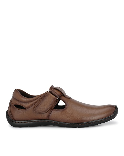 Hitz Men's Brown Leather Slip-On Casual Sandals – Hitz Shoes Online