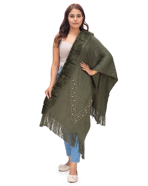 Faux Fur Stole with Fringes Price in India