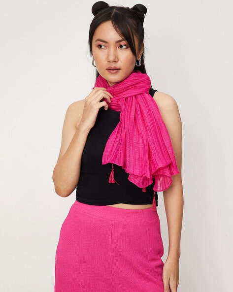 Ribbed Scarves with Tassel Detail Price in India