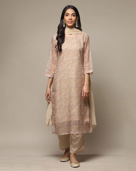 Buy Biba Pink Embroidered Unstitched Dress Material for Women Online @ Tata  CLiQ