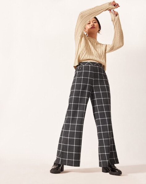 Buy Brown Check Wide Leg Trousers from Next Netherlands