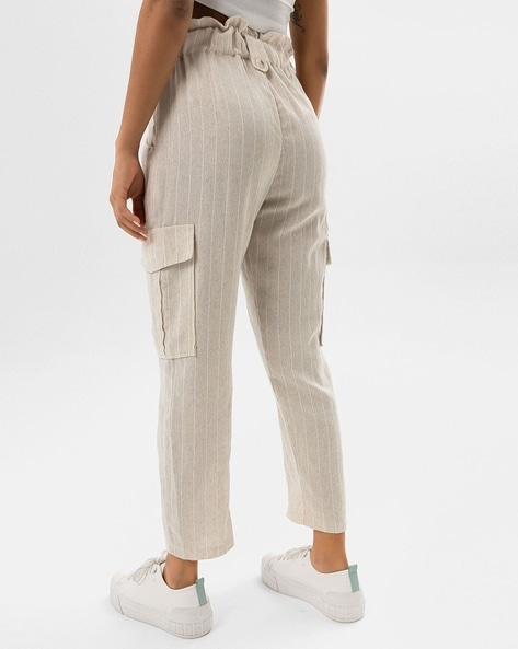 KIHOUT Pants For Women Deals Woman Drawstring Pockets Elastic Waist Solid  Capris Pants