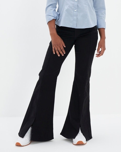 Black Flare Pants Mid Rise