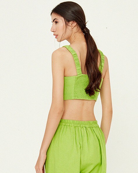 STRAPPY SQUARE NECK CROP TOP LIME