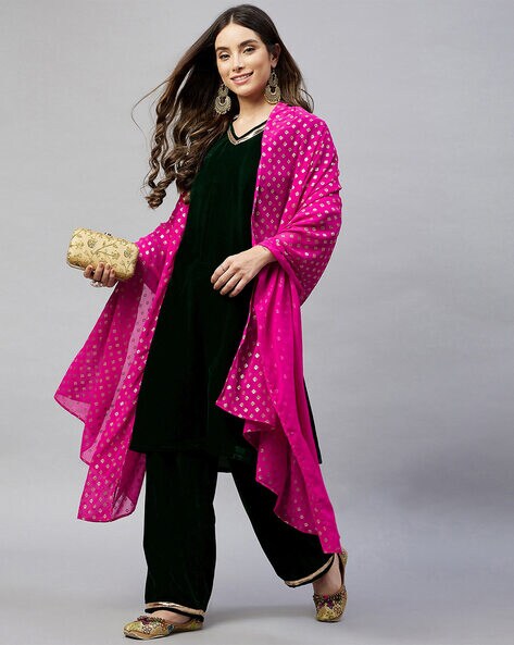 Floral Woven Georgette Dupatta Price in India