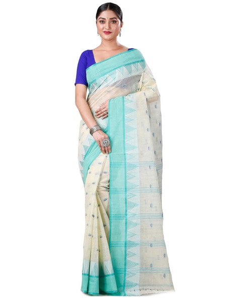 Buy Saree Mall White Printed Saree With Unstitched Blouse for Women Online  @ Tata CLiQ