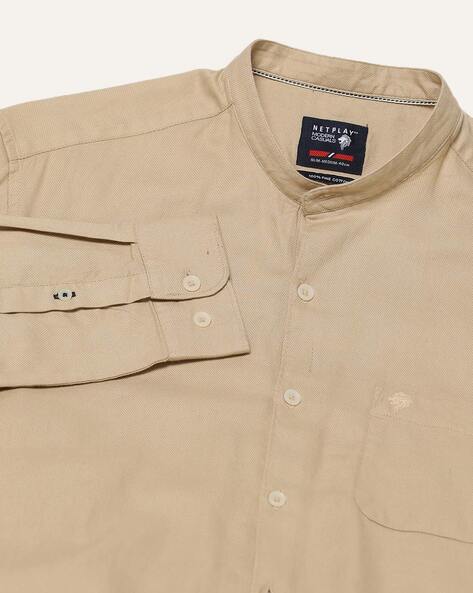 Cross Dyed Sim Fit Shirt with Patch Pocket
