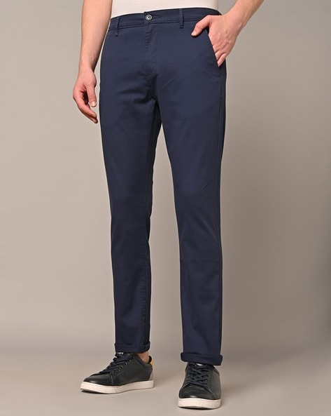 Blue Washed Linen Flat Front Trousers – Samuelsohn