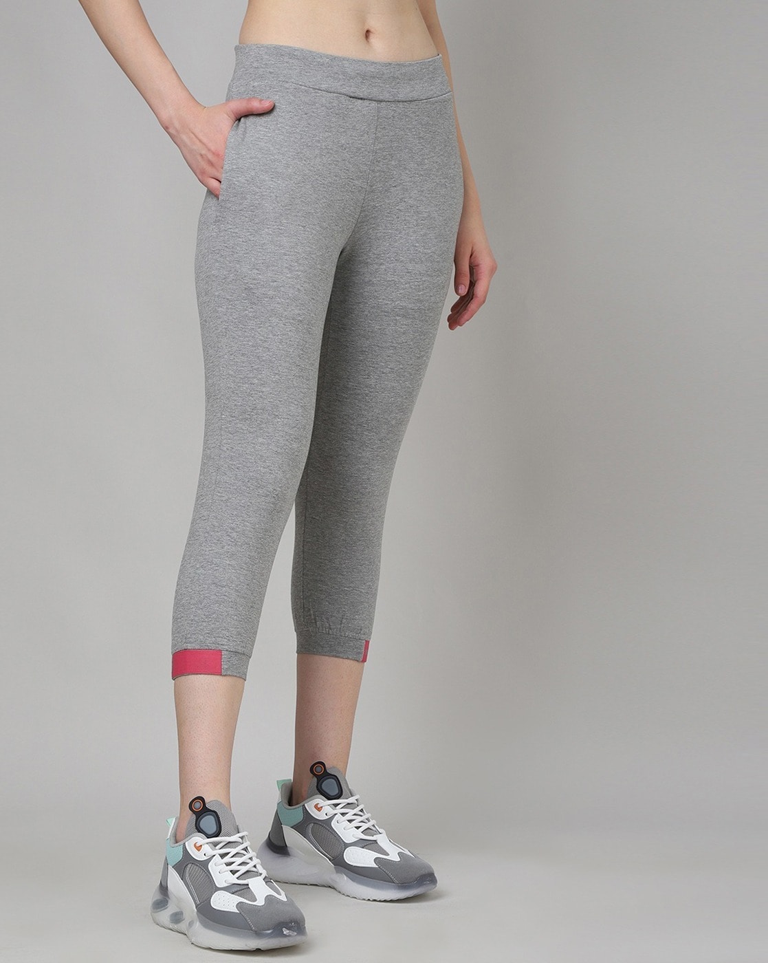 Buy theRebelinme Plus Size Womens Light Grey Solid Regular Fit Capris online