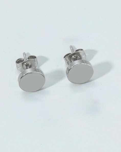 Round Four Artificial Diamond Ear Stud Earrings Men Simple - Temu