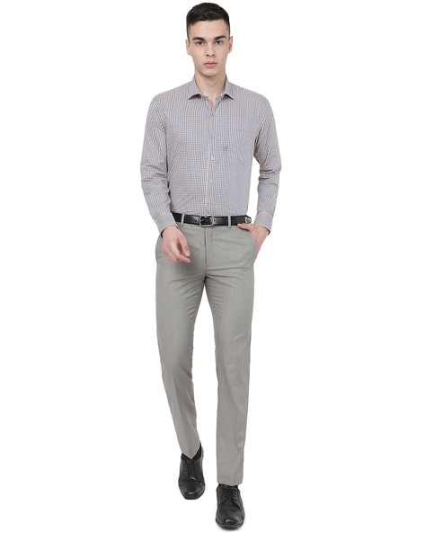 Grey Stretchable Formal Pants