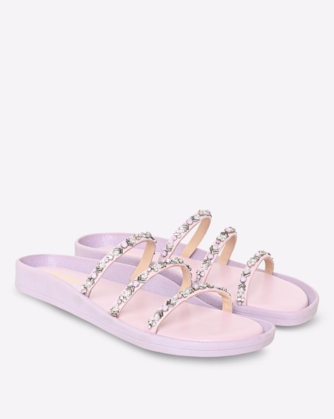 Glitter Purple Rhinestone Embellished T-strap Thong Toe Sandals Flats  Fashion Summer Ladies Gem Crystal Beach Sandalias Zapato - AliExpress