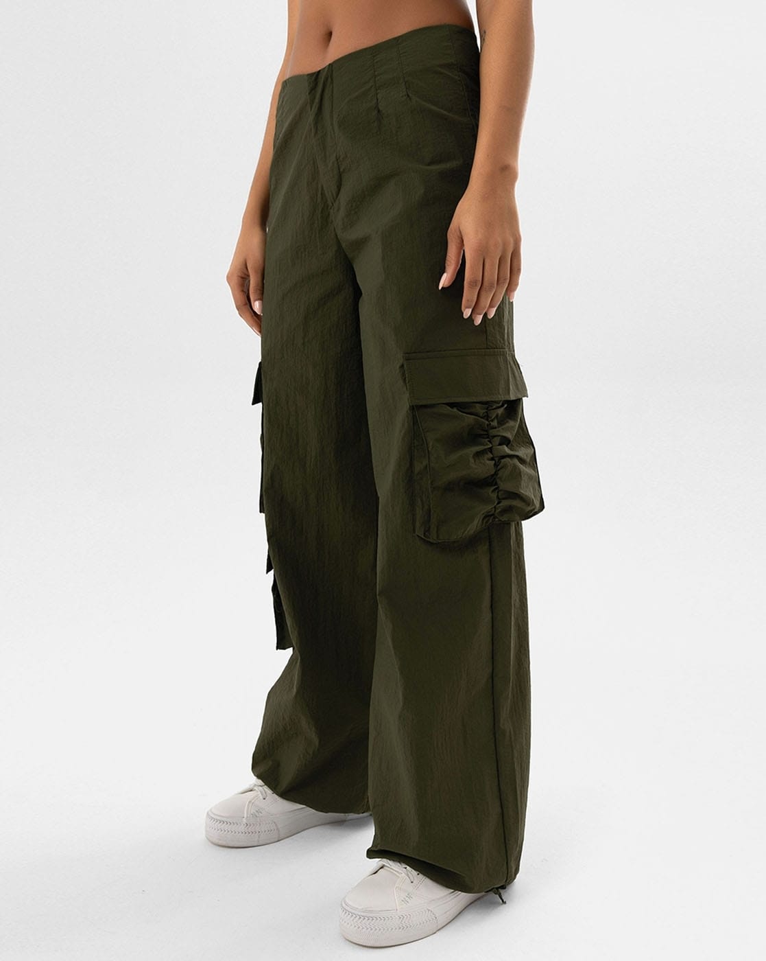 Petite Khaki Pocket Detail Cargo Trousers  PrettyLittleThing