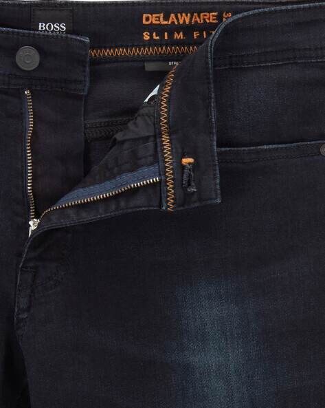 BOSS - Slim-fit jeans in black super-stretch denim