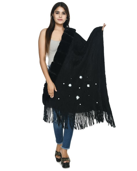 Faux Fur Stole with Fringes Price in India