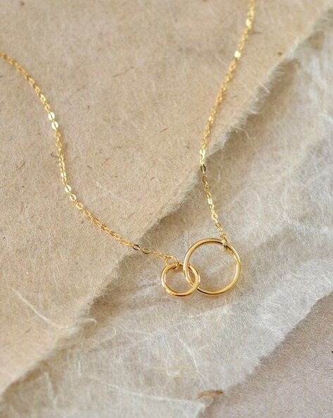 Gold Tone Long Double Circle Pendant Necklace | Yours Clothing