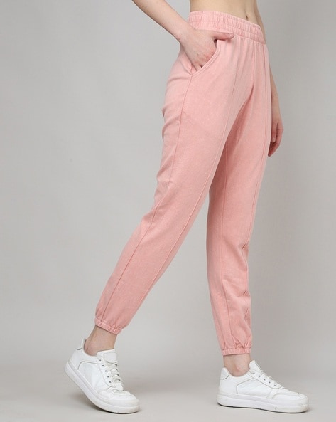 Madame White Elasticated Cotton Joggers, Buy COLOR White Jogger Online for
