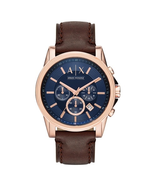 Chronograph Watch with Leather Strap - AX2508