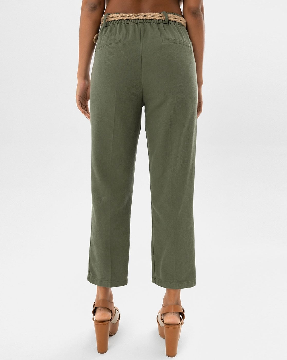 Buy Khaki Green Trousers  Pants for Women by MUJI Online  Ajiocom