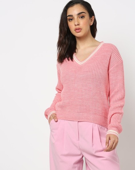 V neck hotsell sweater pink